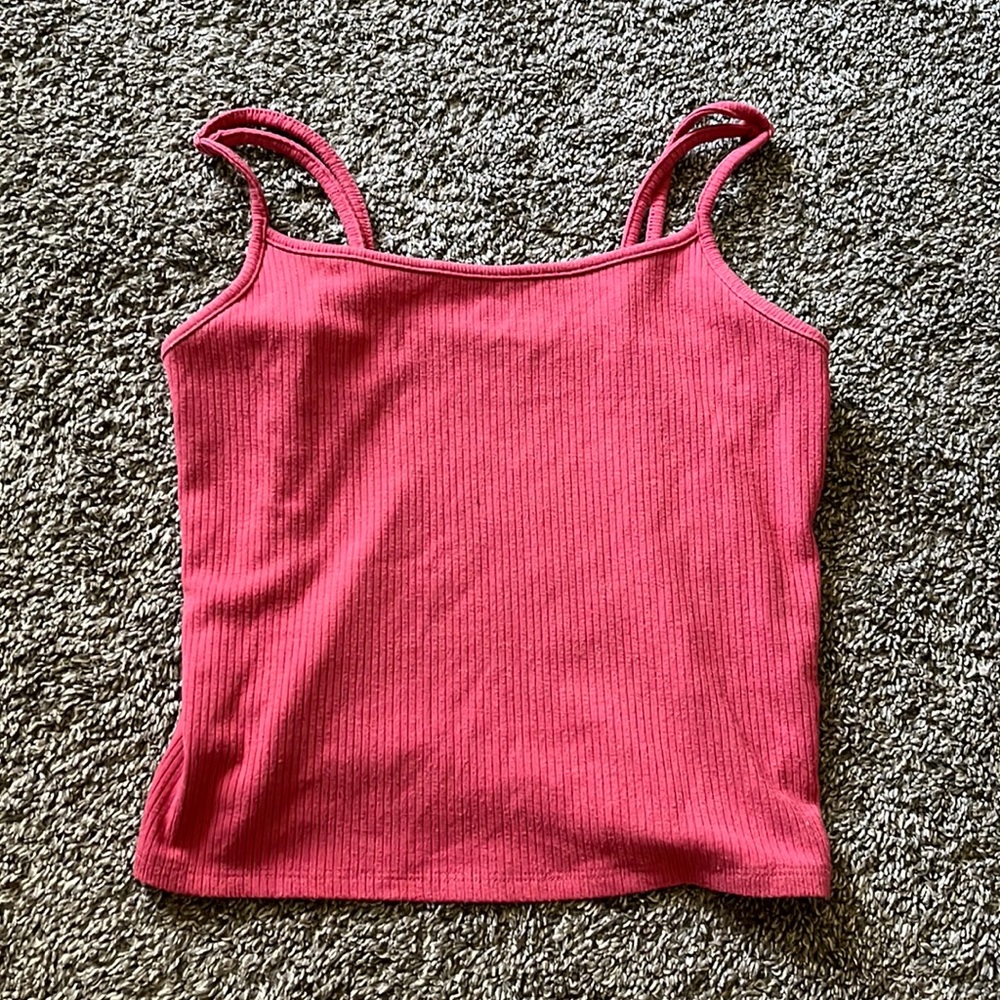 cropped pink/red tank top from american eagle in size xs